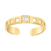 14kt Yellow Gold Womens Princess-cut Cubic-Zirconia Multi Stars Square Head Toe Ring